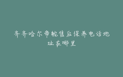 齐齐哈尔帝舵售后保养电话地址在哪里