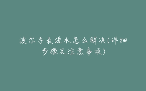 波尔手表进水怎么解决(详细步骤及注意事项)