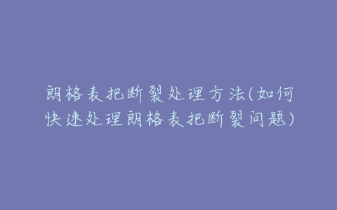 朗格表把断裂处理方法(如何快速处理朗格表把断裂问题)