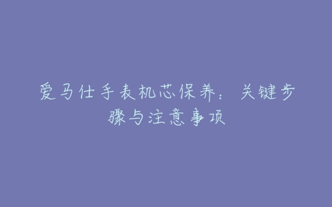 爱马仕手表机芯保养：关键步骤与注意事项