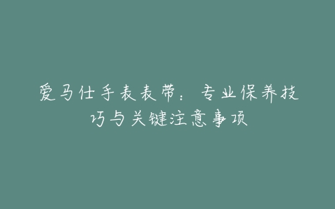 爱马仕手表表带：专业保养技巧与关键注意事项